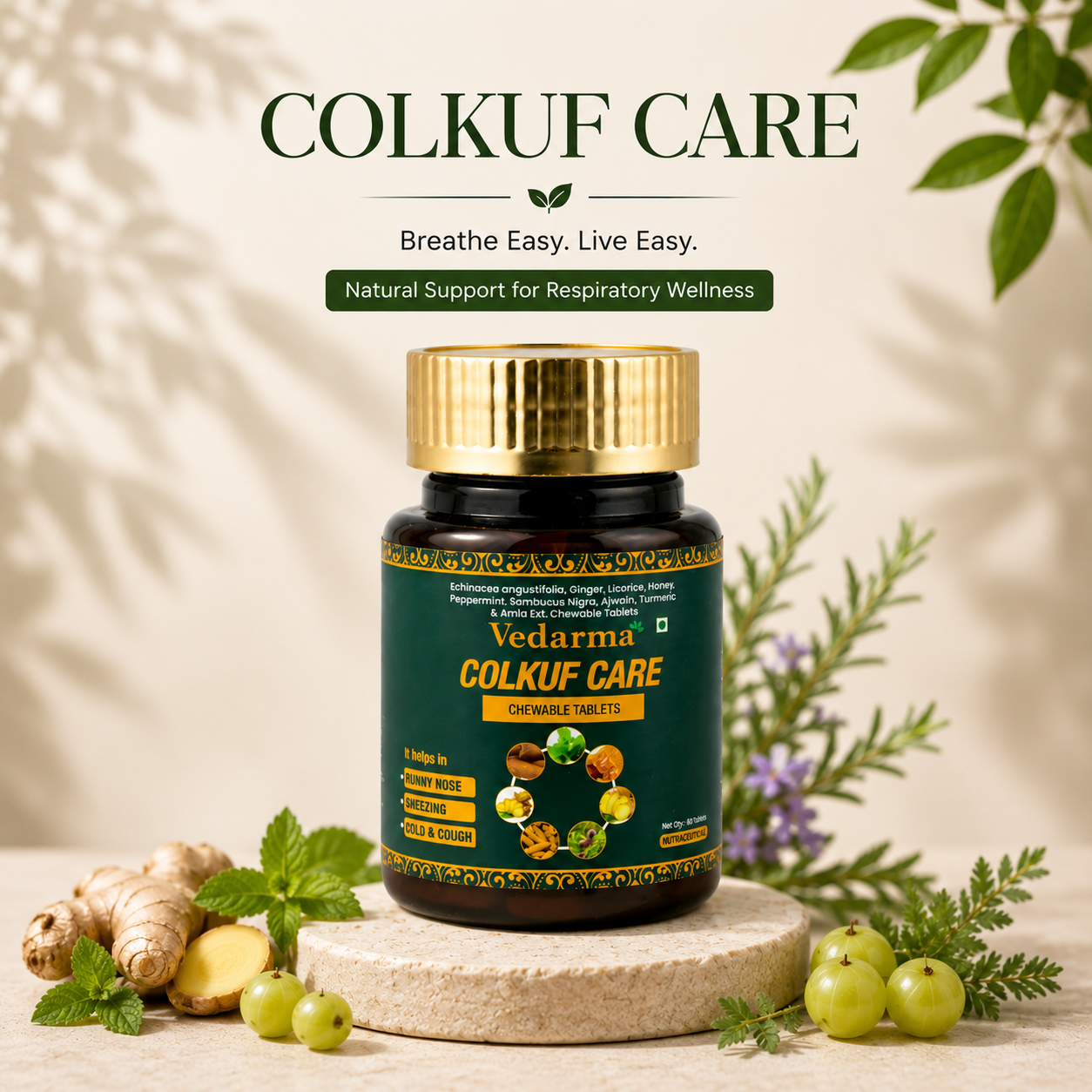 Colkuf Care Chewable Tablets - Relief from Cough and Sore throat