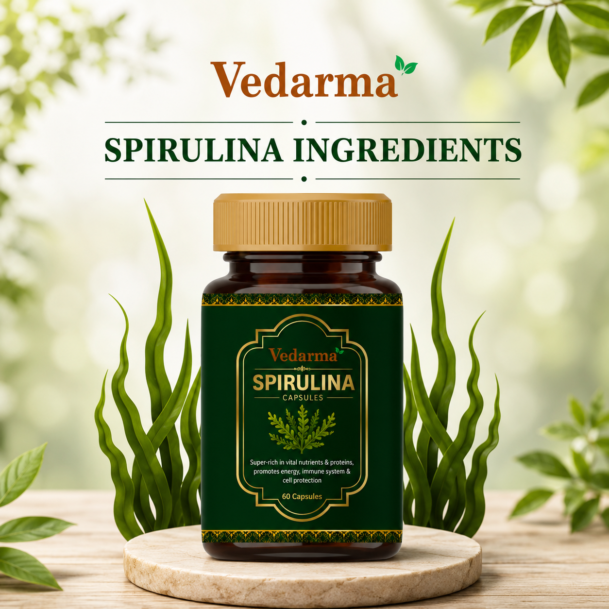 Spirulina Capsules Organic Superfood for Energy Immunity