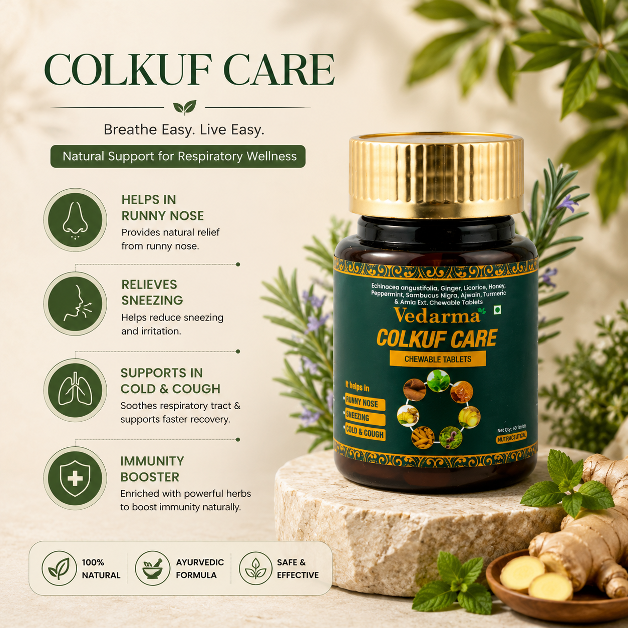Colkuf Care Chewable Tablets - Relief from Cough and Sore throat