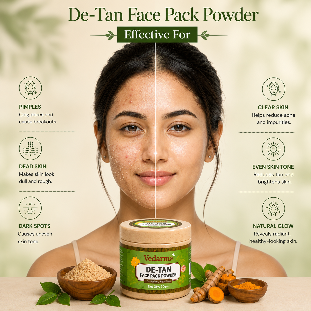 De-Tan Powder -Natural Tan Removal & Glow (50 g)