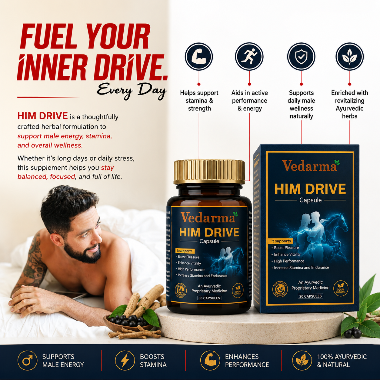 Him Drive Capsules for Men – Ayurvedic Wellness Formula to Enhance Vitality