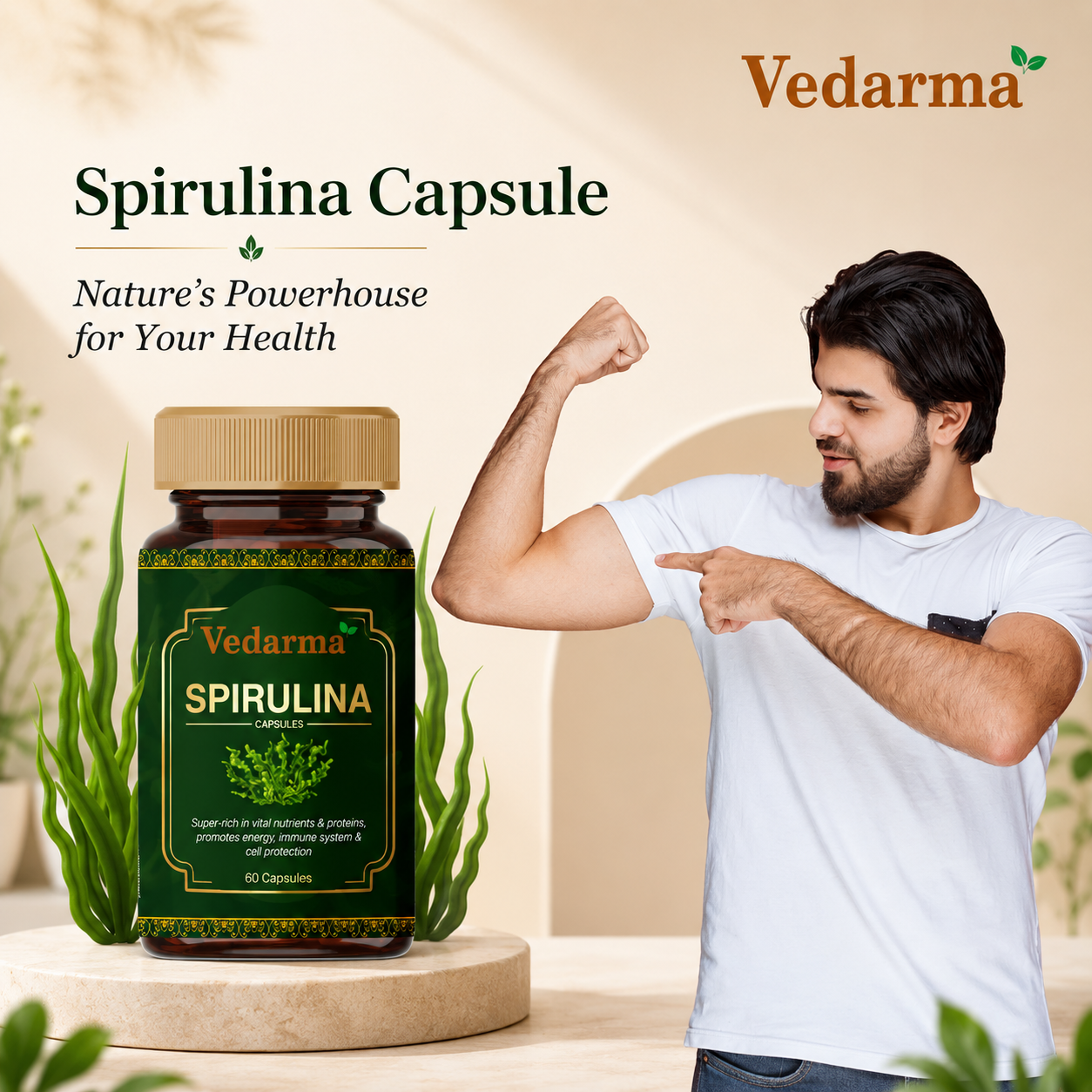 Spirulina Capsules Organic Superfood for Energy Immunity