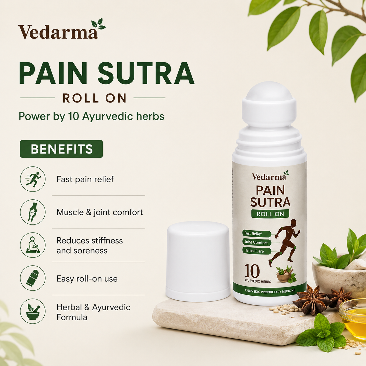 Pain Sutra Roll on Fast Relief from Muscle Joint Knee Body Pain
