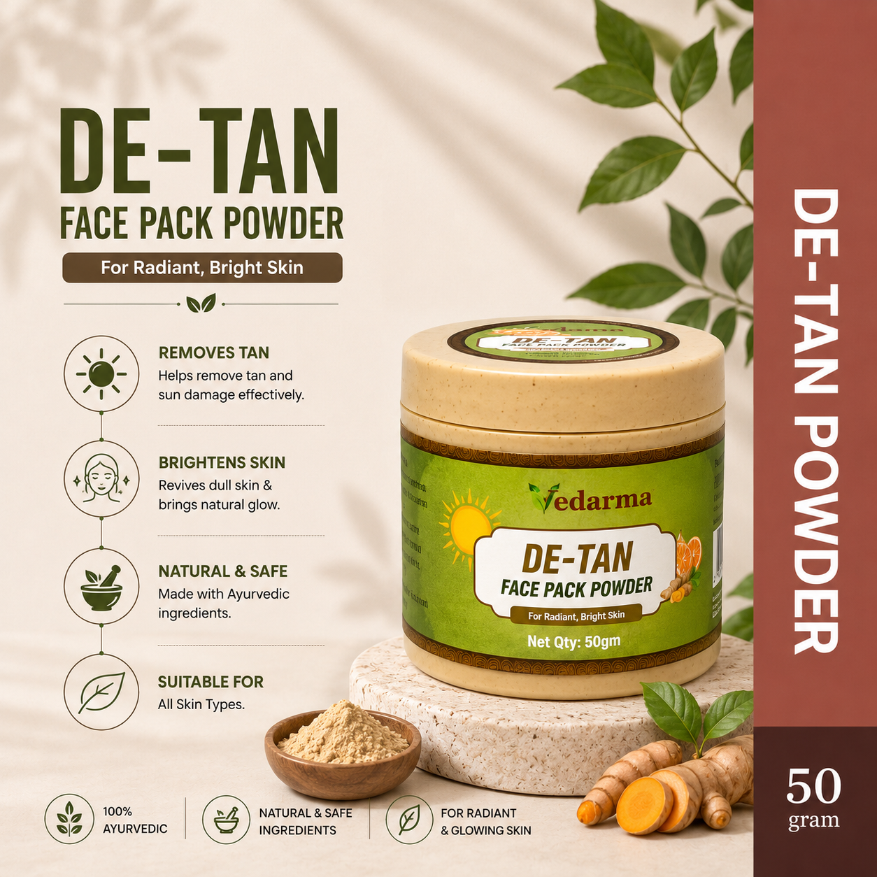De-Tan Powder -Natural Tan Removal & Glow (50 g)