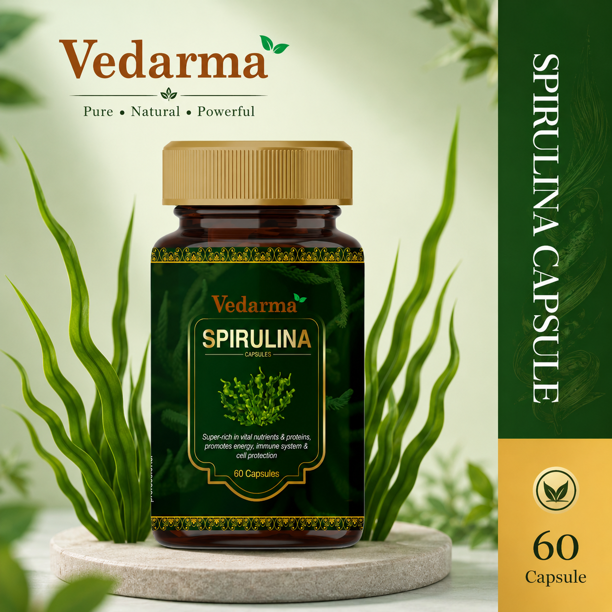 Spirulina Capsules Organic Superfood for Energy Immunity
