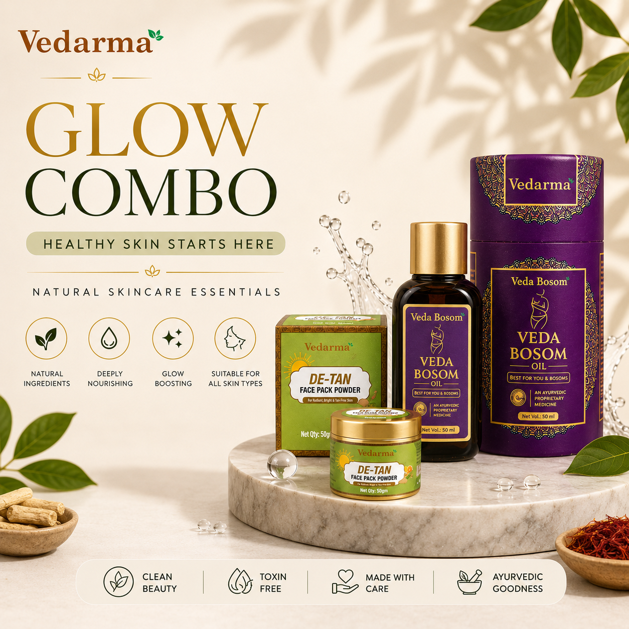 Veda Bosom & De-tan Face Pack for natural glow